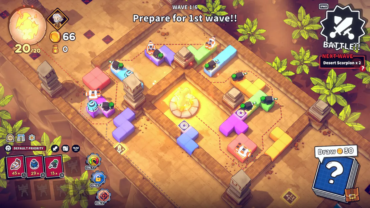 Emberward blocks being arranged to shape a path before the next wave.