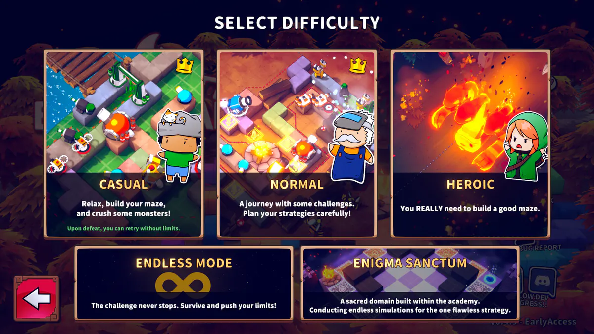 Emberward difficulty selector showing Casual, Normal, and Heroic.