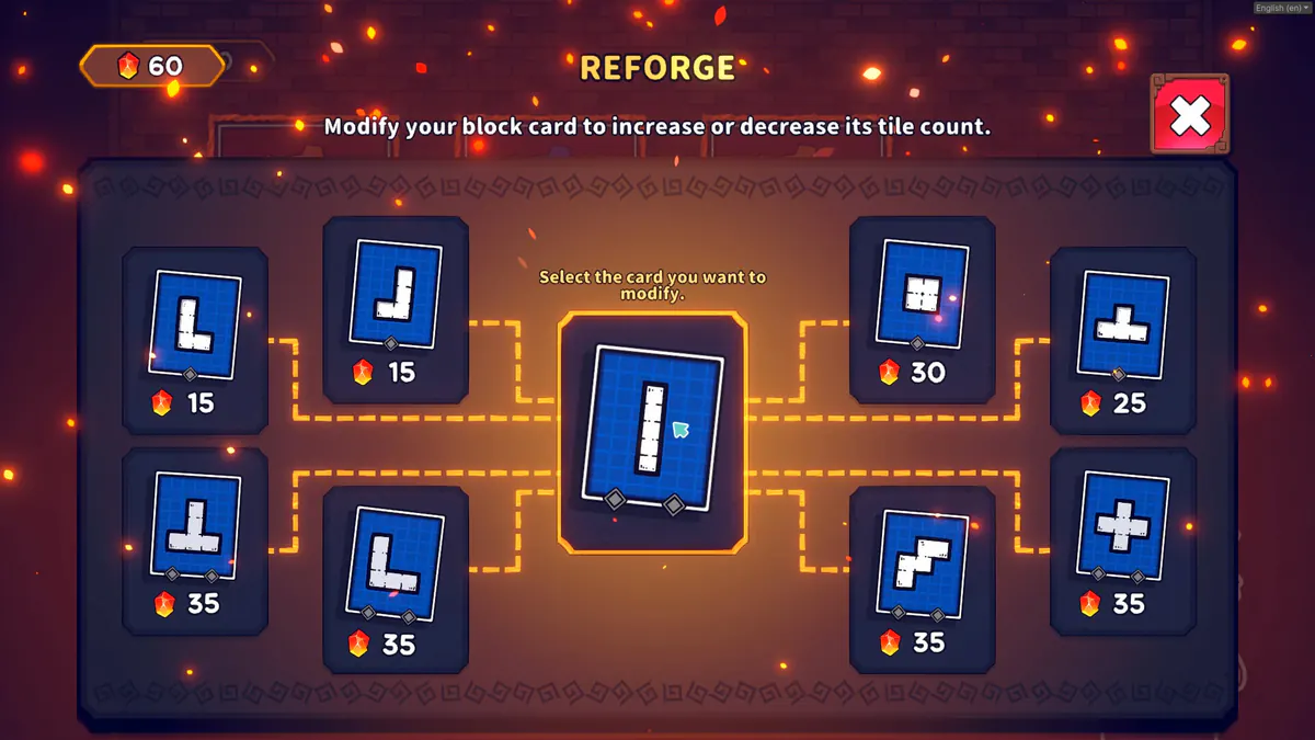 Emberward upgrade interface with readable cards, icons, and on-screen labels.